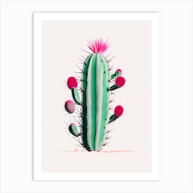 Stenocactus Cactus Minimal Line Drawing 1 Art Print