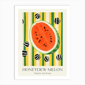 Marche Aux Fruits Honeydew Melon Fruit Summer Illustration 4 Art Print