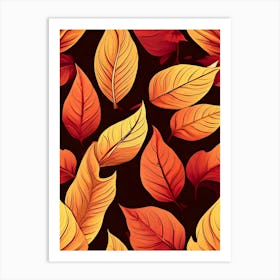 Autumn Leaves Seamless Pattern 25 Art Print