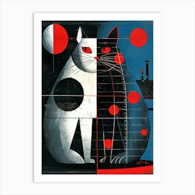 Cat And Moon Art Print