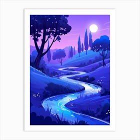 Landscape At Night Art Print