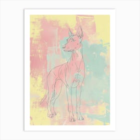 Pastel Pinscher Dog Line Illustration Art Print