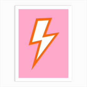 Orange Lightning Bolt on Pink Art Print