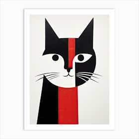 Abstracted Whisker Whimsy: Cubist Minimalism Meets Cats Art Print