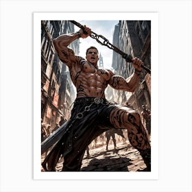 Muscular Barbarian Warrior with Sword #16 Art Print