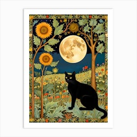 William Morris Black Cat In The Moonlight 14 Art Print