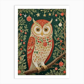 Festive Christmas Owl Art Print