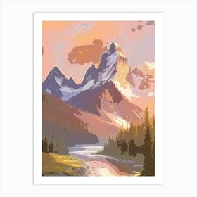 Sunset Mountain Painting Art Print