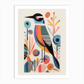 Colourful Scandi Bird Grey Plover 3 Art Print