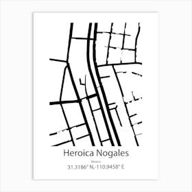 Heroica Nogales,Mexico Minimalist Map Art Print