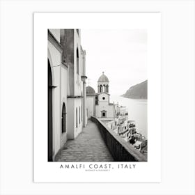 Poster Of Amalfi Coast, Italy, Black And White Analogue Photograph 2 Art Print