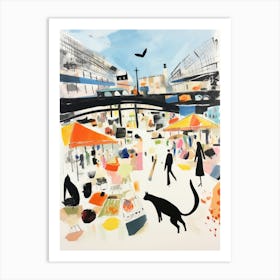 The Food Market In London 2 Illustration Art Print