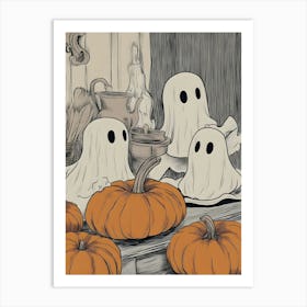 Ghosts And Pumpkins 5 Art Print