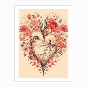 Blush Pink Floral Tree Heart Vintage  8 Art Print