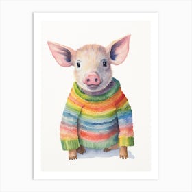 Baby Animal Wearing Sweater Pig 2 Art Print