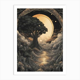 Moon And Trees Art Print