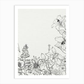 Flowers And Butterflies 1 Art Print