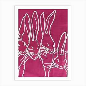 Rabbits On A Pink Background Art Print