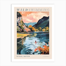 Wild Swimming At Rydal Water Cumbria 2 Poster Art Print