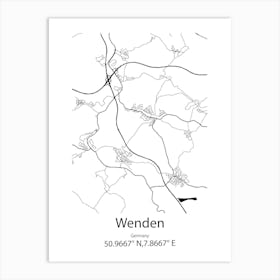 Wenden,Germany Minimalist Map Poster