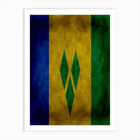 Saint Vincent And The Grenadines Flag Texture Art Print