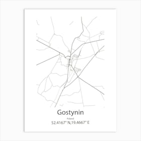 Gostynin,Poland Minimalist Map Art Print