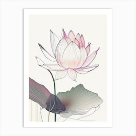 Lotus Flower In Garden Abstract Line Drawing 6 Art Print