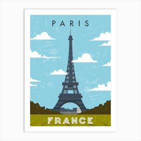 Paris, France — Retro travel minimalist poster Art Print