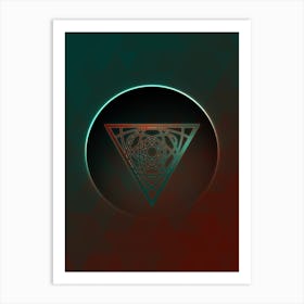 Geometric Neon Glyph on Jewel Tone Triangle Pattern 487 Art Print