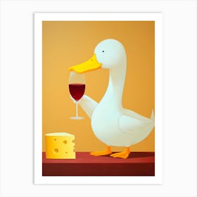 Duck With Wine And Cheese Art Print