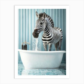 Zebra In The Bath Art Print