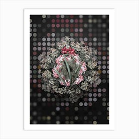 Vintage Gladiolus Cardinalis Flower Wreath on Dot Bokeh Pattern Art Print