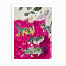 Cats In Pink Art Print