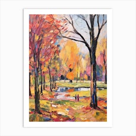 Autumn City Park Painting Karlsaue Park Kassel 1 Art Print