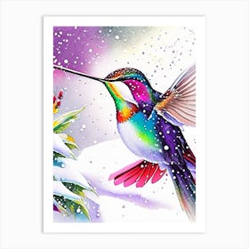 Hummingbird In Snowfall Marker Art 2 Art Print