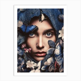 Portrait Of A Woman With Blue Eyes Art Print