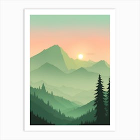 Misty Mountains Vertical Composition In Green Tone 5 Art Print