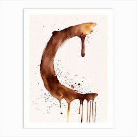 C  Chocolate, Letter, Alphabet Minimalist Watercolour 2 Art Print
