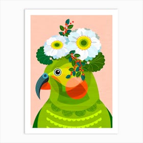 Parrot With Flowers 4 Art Print