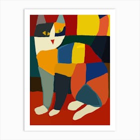 Colorful quilt Cat Art Print
