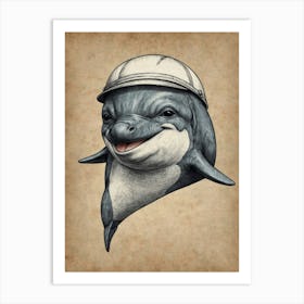 Dolphin In A Helmet Art Print