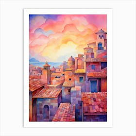 City At Sunset Art Print