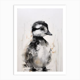 Cute Black & White Painting Of A Duckling Art Print