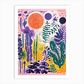 Abstract Botanical Risograph Style 14 Art Print