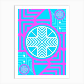 Geometric Glyph Abstract in White and Bubblegum Pink and Candy Blue n.0084 Art Print