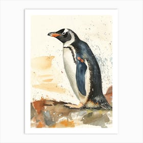 Humboldt Penguin Livingston Island Watercolour Painting 3 Art Print