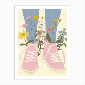 Pink Sneakers And Flowers 2 Art Print