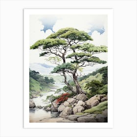 Iriomote Island In Okinawa, Japanese Brush Painting, Ukiyo E, Minimal 1 Art Print