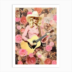 Cowgirl Collage Pink 1 Art Print