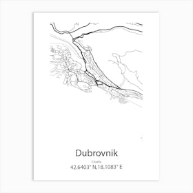 Dubrovnik,Croatia Minimalist Map Art Print